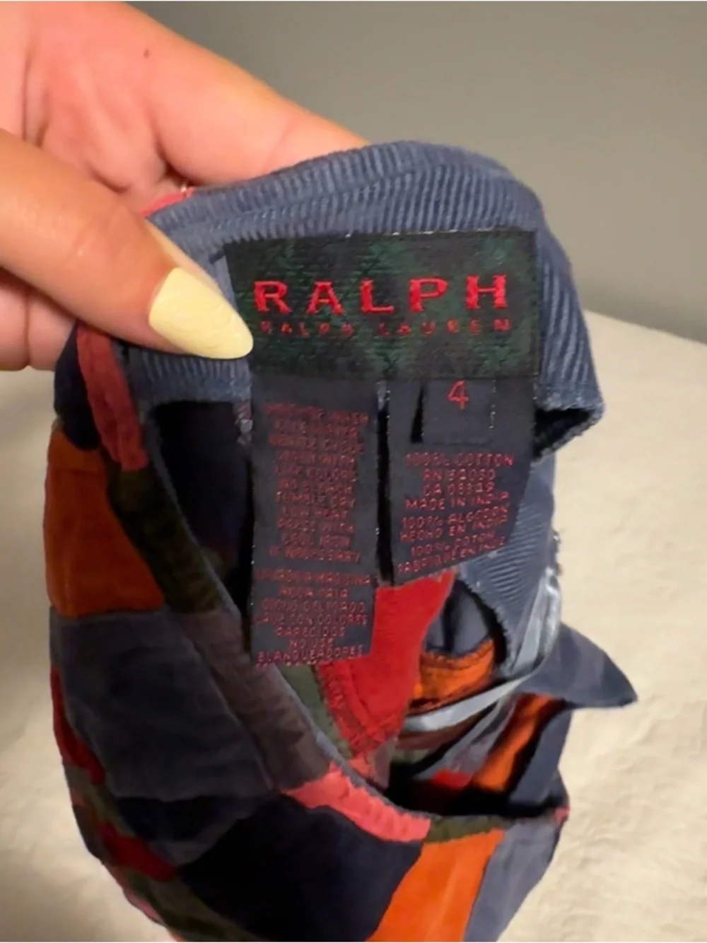 Ralph Lauren Patchwork Corduroy Pencil Skirt in Multicolor Squares - Picture 3 of 3